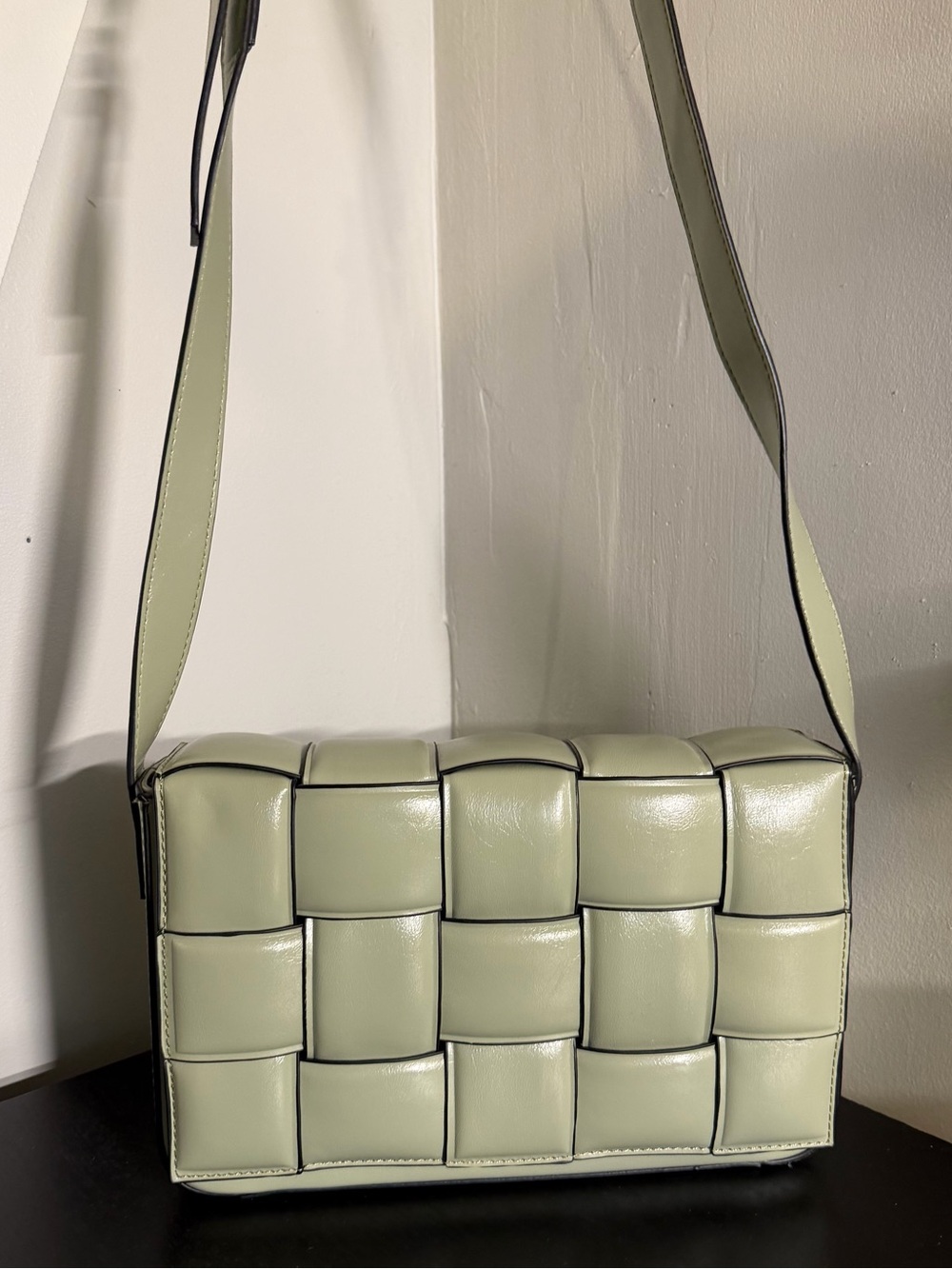 Call It Spring Padded Woven Shoulder Bag in Sage